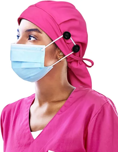 Miniatura 23 de Gorro de trabajo forrado de satén con botón para mujeres de cabello largo