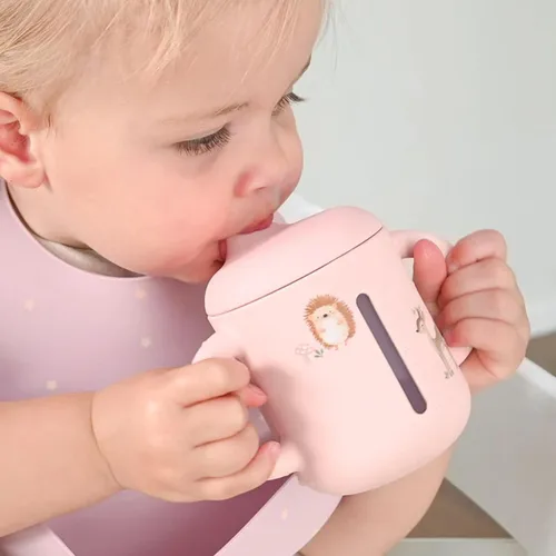 Miniatura 4 de LITTEL RAWR - Vasos de silicona para bebés de 6 meses o más, taza de entrenamiento de 3 etapas para bebés y niños pequeños, boquilla suave y asas