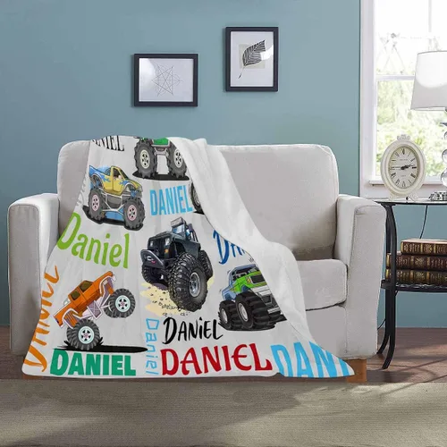 Miniatura 4 de Manta personalizada de camión para niños, manta personalizada para automóvil con nombre, manta suave de dibujos animados para regalo de Navidad