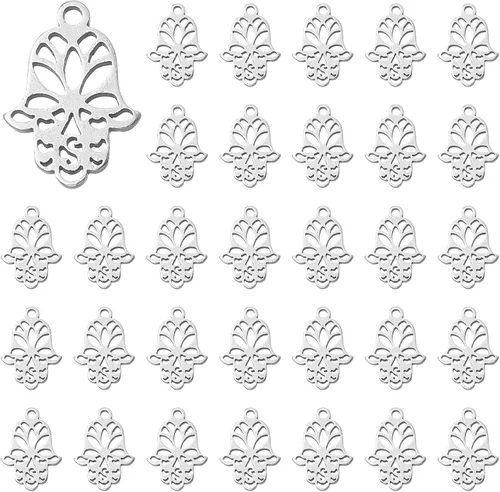 Miniatura 15 de Ipotkitt 10 dijes de huella de acero inoxidable 304 para mascotas, perros, gatos, huellas de corazón, para manualidades, joyas, collares