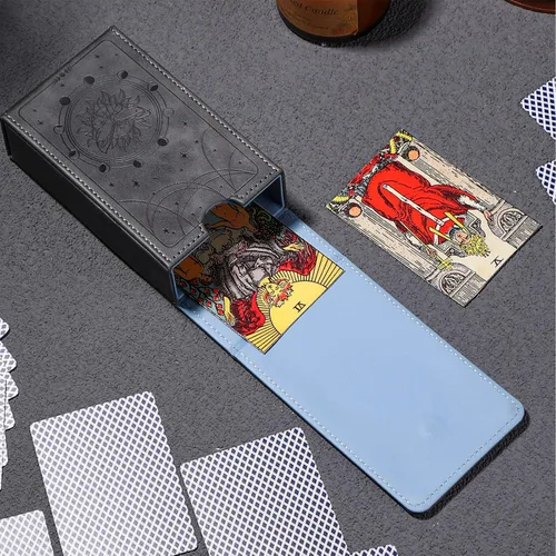 Miniatura 4 de Coume Funda de piel sintética para cartas de tarot, diseño de luna, funda protectora para la mayoría de los oráculos góticos de tamaño estándar