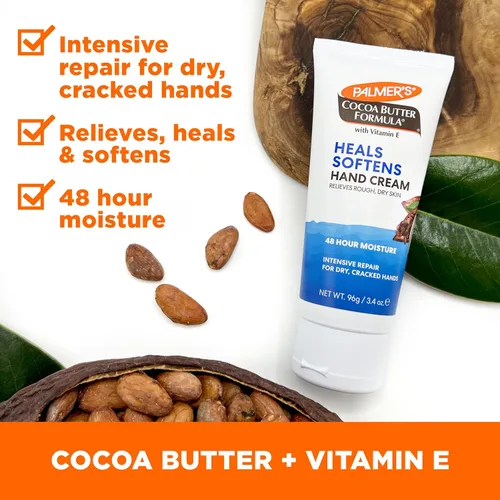 Miniatura 3 de Palmer's - Crema de manos con fórmula de manteca de cacao para piel seca y agrietada. Loción de manos de tamaño para viajes, 3.4 onzas