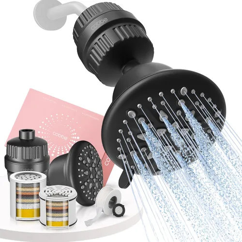 Miniatura 11 de Cobbe Cabezal de ducha de lujo con doble filtro, alto rendimiento de 16+20 etapas, 99% de eliminación de filtros de ducha para agua dura, elimina