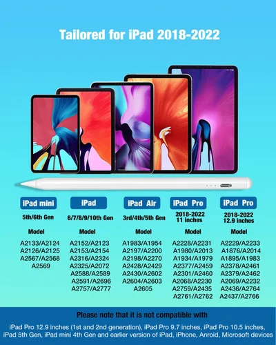 Miniatura 2 de Lápiz óptico para iPad con rechazo de palma y carga rápida compatible con Apple iPad Pro (2018-2022), iPad Air 3/4/5, iPad10/9/8/7/6, iPad Mini 5/6