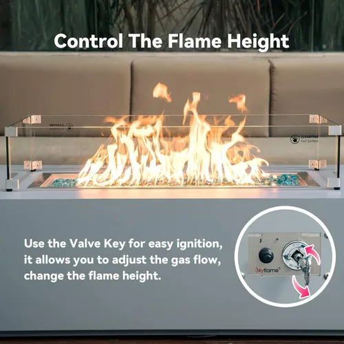 Miniatura 4 de Kit de quemador de hoguera de gas de acero inoxidable Skyflame extenso con encendido de chispa - Incluye encendedor de botón, llave de gas recta