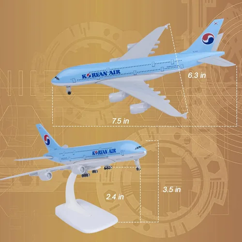 Miniatura 5 de 1:300 Escala coreana A380 modelo de avión fundido a troquel para adultos, hombres