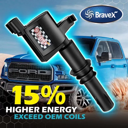 Miniatura 2 de Bravex Paquete de 8 bobinas de encendido de arranque recto, 15% más de energía, F-150 para Ford Lincoln Mercury V8 V10 4.6l 5.4l 6.8l Compatible