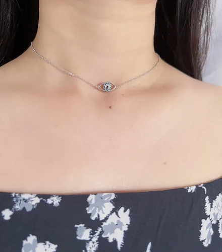 Miniatura 2 de Gapudt Gargantilla de plata de ley S925 corta y delicada para mujer, Plata esterlina