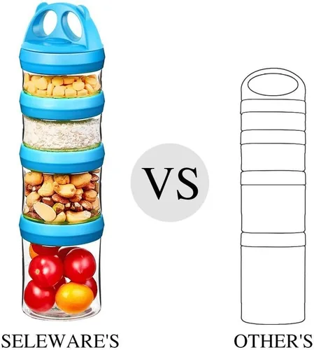 Miniatura 2 de SELEWARE Contenedores apilables portátiles de almacenamiento de alimentos para aperitivos, fórmula en polvo y bebidas, sistema de bloqueo giratorio