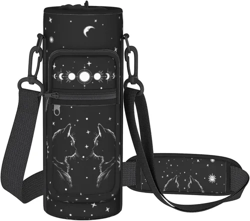 Miniatura 29 de Goth Moon Botella de agua de medio galón con funda - Botella de agua con tapa abatible sin BPA de 32 onzas - con marcador de tiempo, jarra de agua a