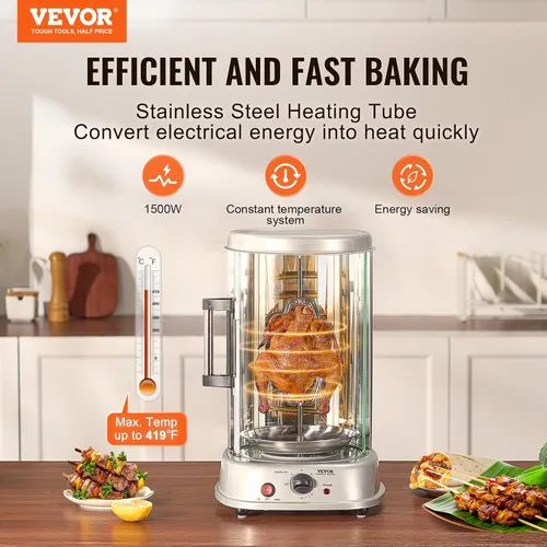 Miniatura 2 de VEVOR Shawarma - Máquina de parrilla de pollo, máquina de cocina vertical Shawarma de pollo, máquina eléctrica de acero inoxidable para asador