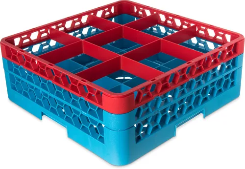 Miniatura 42 de Carlisle FoodService Products RG9-214 OptiClean Estante de vidrio con 9 compartimentos con 2 extensores, 7.12 pulgadas, polipropileno, azul