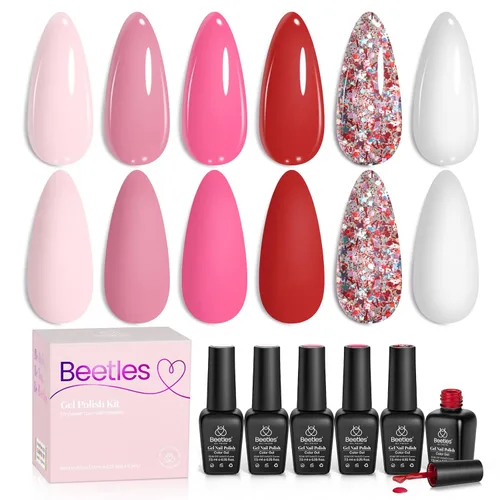 Miniatura 31 de Beetles - Esmalte de uñas de gel pastel, 6 colores, esmalte de gel macarrón, rosa claro, azul, verde, amarillo, morado, uñas suaves para todas