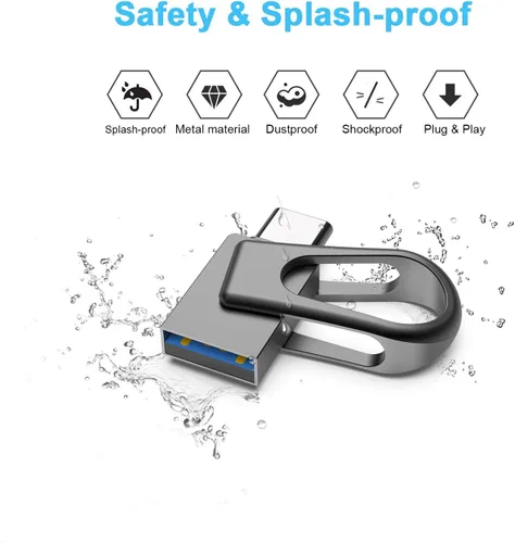 Miniatura 4 de 32GB Unidad flash USB C, unidad flash OTG 2 en 1 USB 3.0, unidad de memoria USB de doble Stick Pen Drive para smartphones Android con tipo-C