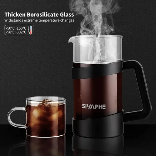 Miniatura 4 de Sivaphe Pequeña prensa francesa de 12 onzas, ligera, duradera, alta borosilicato, jarra/tetera de una sola porción prensa de café espumosa