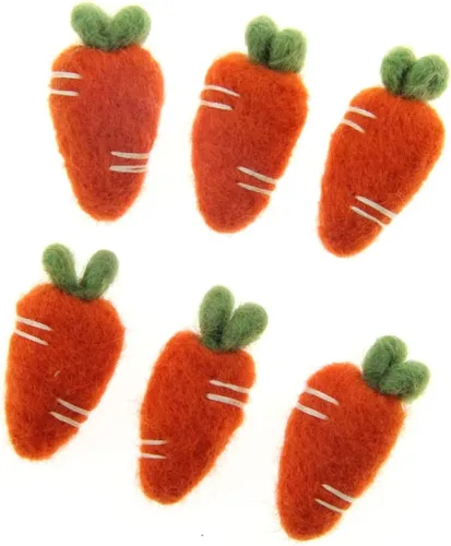 Miniatura 9 de Adorno de Pascua hecho a mano de lana de fieltro zanahorias conejito (3.5 in zanahoria)