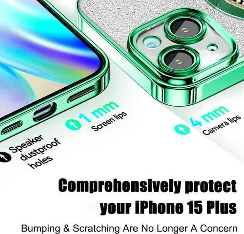 Miniatura 303 de Misscase Funda magnética con purpurina para iPhone 11 compatible con MagSafe, protección completa, delgada, a prueba de golpes, antiarañazos