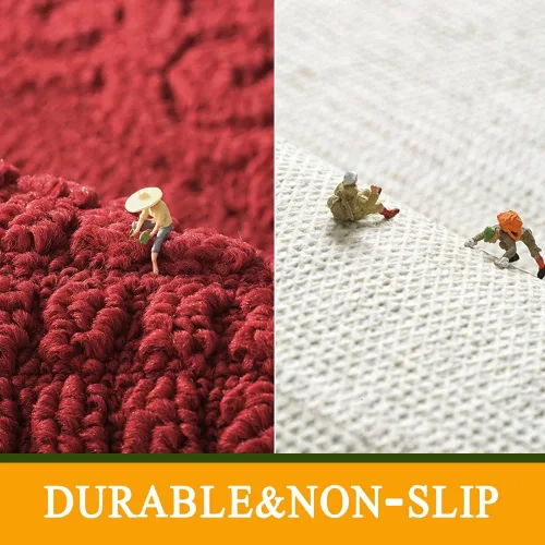 Miniatura 4 de Alfombras Rojas de Cocina para Piso de 2 Piezas 18"X30", Antideslizantes Lavables, Alfombra de Cocina Absorbente de Pie, Alfombra de Medio Círculo