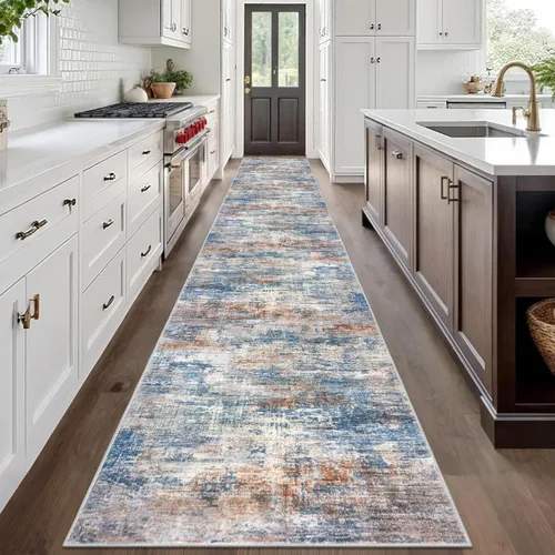 Miniatura 252 de IOHOUZE Alfombra abstracta lavable de 3 x 12 pies para pasillos, antideslizante para cocina, camino de entrada de lana sintética para interiores
