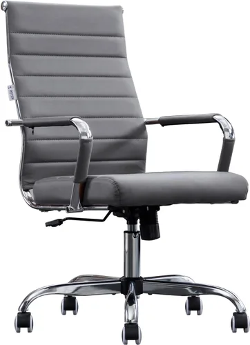 Miniatura 9 de Silla de oficina en casa acanalada, sillas modernas de cuero para sala de conferencias, silla ergonómica de escritorio de oficina, silla ejecutiva