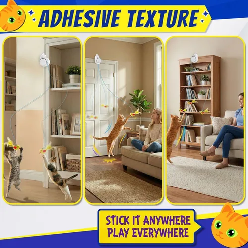 Miniatura 3 de Juguetes Interactivos para Gatos de Interior – Juguete de Enriquecimiento Automático de Plumas de Pájaro Volador y Varita de Ratón, sin Manos