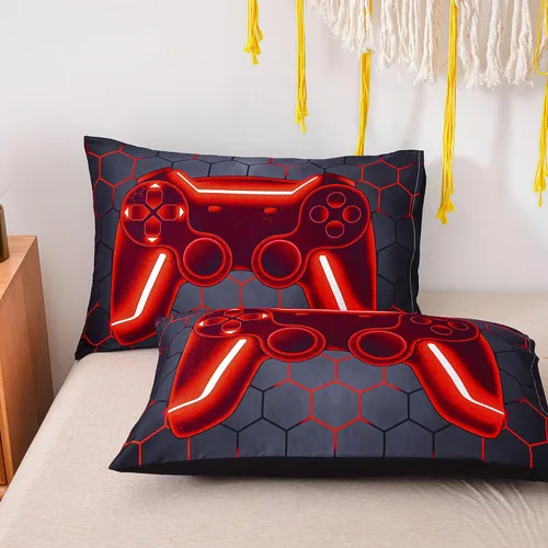 Miniatura 5 de NTBED Juego de edredón de consola de videojuegos para niños y niñas 3D con diseño geométrico y ligero de microfibra