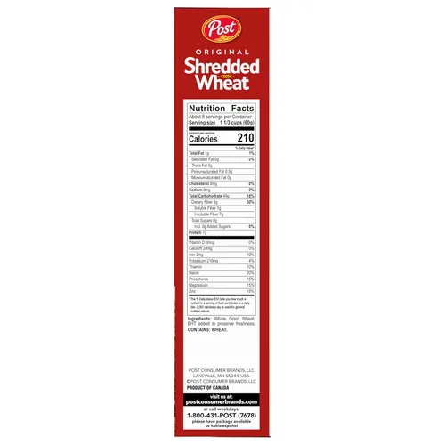 Miniatura 6 de Post Trigo triturado original, grano entero, sin OMG, cereal de desayuno saludable para el corazón, caja de 16.4 onzas (paquete de 6)