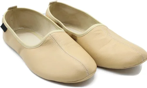 Miniatura 2 de Zapatillas de cuero de interior para mujer, color crema tradicional, zapatos de casa Babuche, mocasín