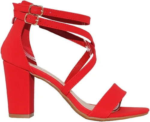 Miniatura 2 de TRENDSUP Sandalias de tacón alto y grueso con correa de tobillo para mujer