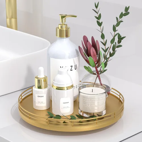 Miniatura 38 de Bandeja de baño de madera de roble de 12 pulgadas para mostrador, bandeja de tocador para perfume, loción, velas, maquillaje, joyería, fregadero