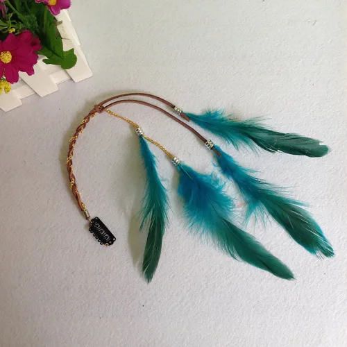 Miniatura 7 de 6 extensiones de cabello hippie boho hechas a mano para mujer con clip de plumas, peine de accesorios de bricolaje, tocado de horquilla