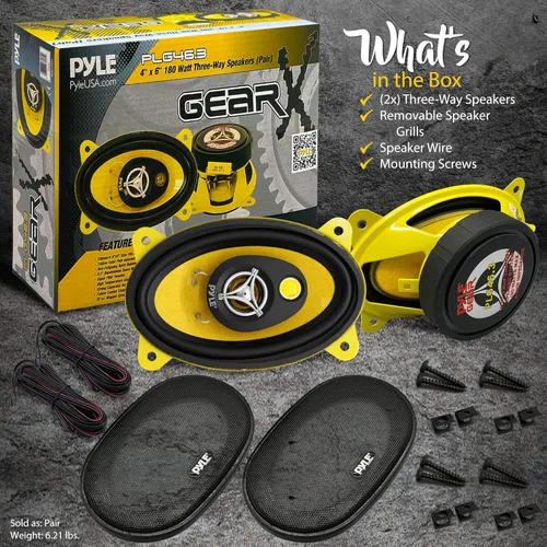 Miniatura 2 de Pyle Sistema de altavoces de tres vías para coche - Pro 4x6 pulgadas 180W 4 ohmios, tweeter medio, componentes de audio de sonido para estéreo