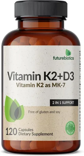 Miniatura 5 de Futurebiotics Vitamina K2 (MK7) con suplemento D3 - Fórmula sin OMG - 5000 UI de vitamina D3 y 90 mcg de vitamina K2 MK-7, 120 cápsulas vegetarianas