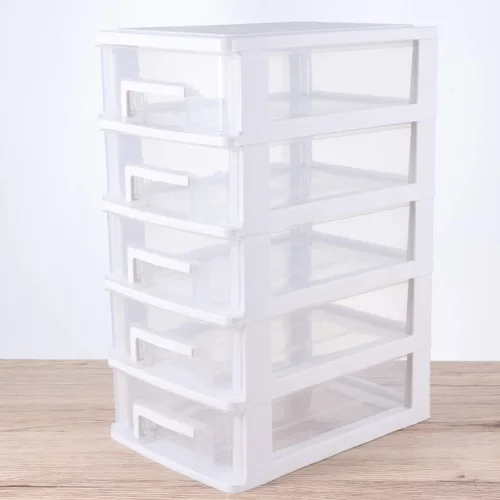 Miniatura 9 de PATKAW Contenedores de almacenamiento de plástico, cajones organizadores de cinco capas, 1 unidad de 12.4 x 8.3 x 6.0 in, gabinete de almacenamiento