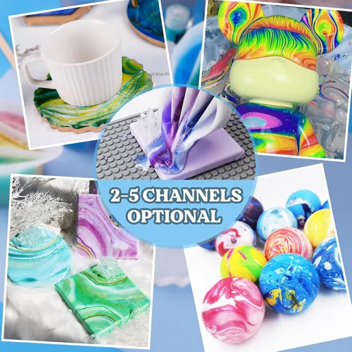 Miniatura 3 de LET'S RESIN Taza dividida de 17 onzas/16.9 fl oz con asa, tazas divididas gruesas y fáciles de limpiar para verter pintura con 5 canales, tazas