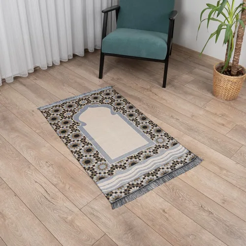 Miniatura 2 de Oración islámica Mat Thin Namaz sajjadah musulmán janamaz chenilla, Tulip