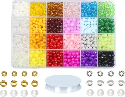 Miniatura 32 de 848 cuentas redondas de cristal agrietado – 0.236 pulgadas, 0.315 pulgadas, 0.394 pulgadas, 0.394 pulgadas, jade artificial para hacer joyas