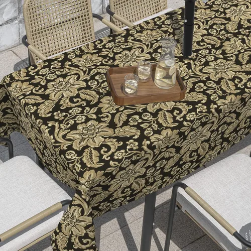 Miniatura 24 de Mantel redondo para exteriores e interiores con cremallera de agujero para paraguas, funda decorativa para mesa circular para jardín del hogar, 60