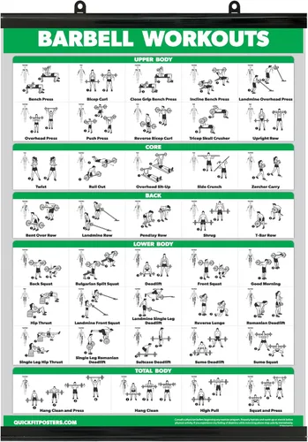 Miniatura 4 de Palace Learning QUICKFIT - Póster de ejercicio con barra (laminado, 18 x 24 pulgadas)