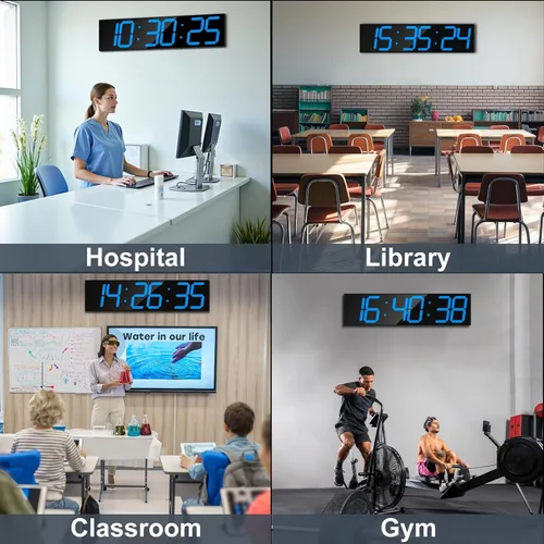 Miniatura 7 de CHKOSDA Reloj de pared digital grande de 28.4 pulgadas, reloj digital automático con alarma, clendar y termperature, sincronización automática