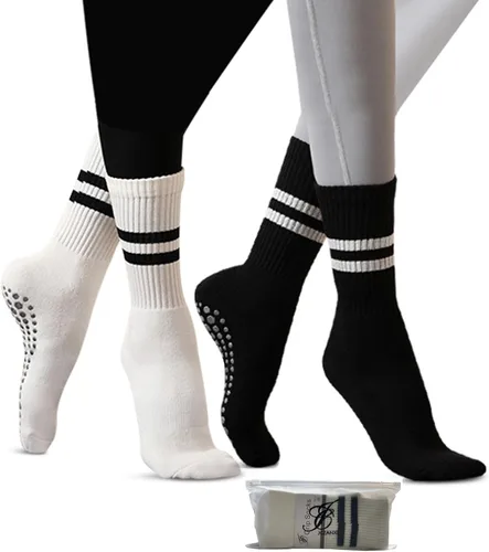 JCZANXI Calcetines de yoga con empuñaduras para mujer, calcetines antideslizantes para yoga, pilates, barras, danza | Calcetines acolchados ideales