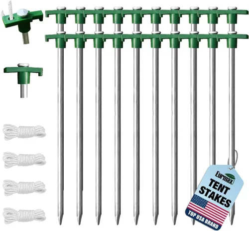 Miniatura 10 de Eurmax USA - Estacas galvanizadas, no se oxidan, para tienda de campaña familiar, toldos para tiendas emergentes, anclajes resistentes, paquete