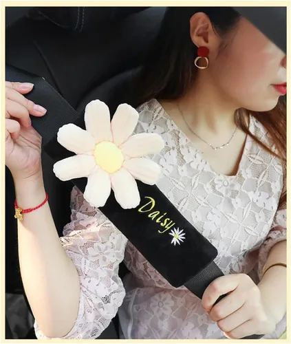Miniatura 4 de Linda almohada de apoyo lumbar para automóvil, margarita beige, cojín de asiento de apoyo de espalda de cintura, 1 unidad Beige Flower- Almohada