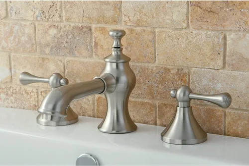 Miniatura 2 de Kingston Brass KC7068BL Grifo de lavabo generalizado con ventana emergente de latón, alcance de boquilla de 5-5/8 pulgadas, níquel cepillado