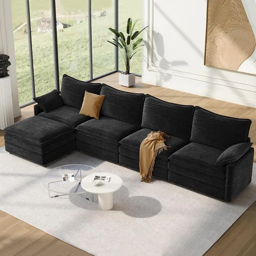 Miniatura 33 de Vesgantti 2 Piece Loveseat & 3 Seater Sofa Set, Modular Cloud Couch, Beige