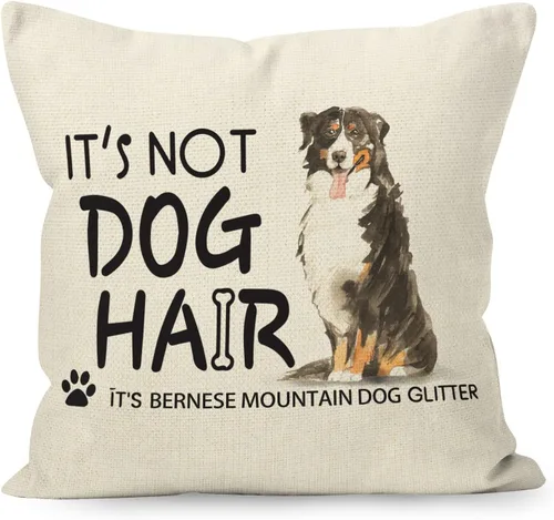 Funny Dog Quote It's Not Dog Hair It's Bernese Mountain Glitter - Funda de almohada de lino y algodón, con frase en inglés "It's Not Dog Hair" (18 x