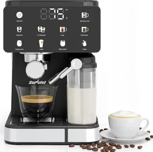 Máquina de café expreso y americano con infusión fría, cafetera helada con infusión doble molida/cápsula, pantalla táctil, espumador de leche,