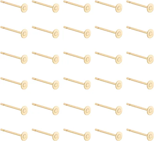 Miniatura 11 de Craftdady 400 aretes de acero inoxidable de 0.15 a 0.55 pulgadas, 8 tamaños, almohadillas planas, redondas, en blanco, para hacer joyas Almohadilla