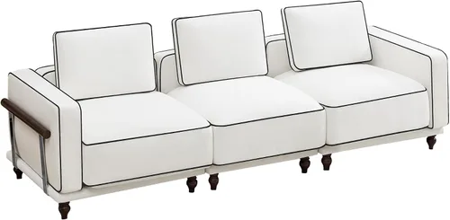 Miniatura 13 de Sofá biplaza modular de 80 pulgadas, sofá modular Cloud con reposabrazos y patas de madera, cómodo sofá tapizado de 2 plazas para sala de estar