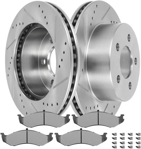 SCITOO Brake Kits For Jeep For Cherokee 1999-2001,For TJ 1999-2006,For Jeep For Wrangler 2000-2006 Front Drilled & Slotted Disc Brakes Rotors and